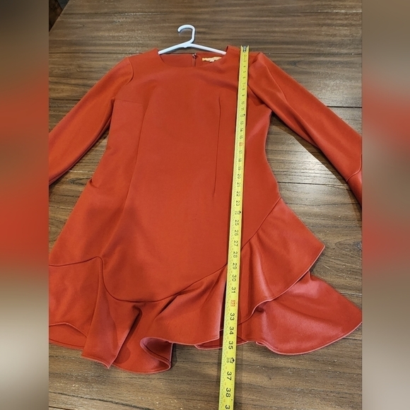Gianni Bini The In Crowd Bell Sleeve Ruffle Sophie Mini Dress burnt orange 12 - Picture 8 of 11